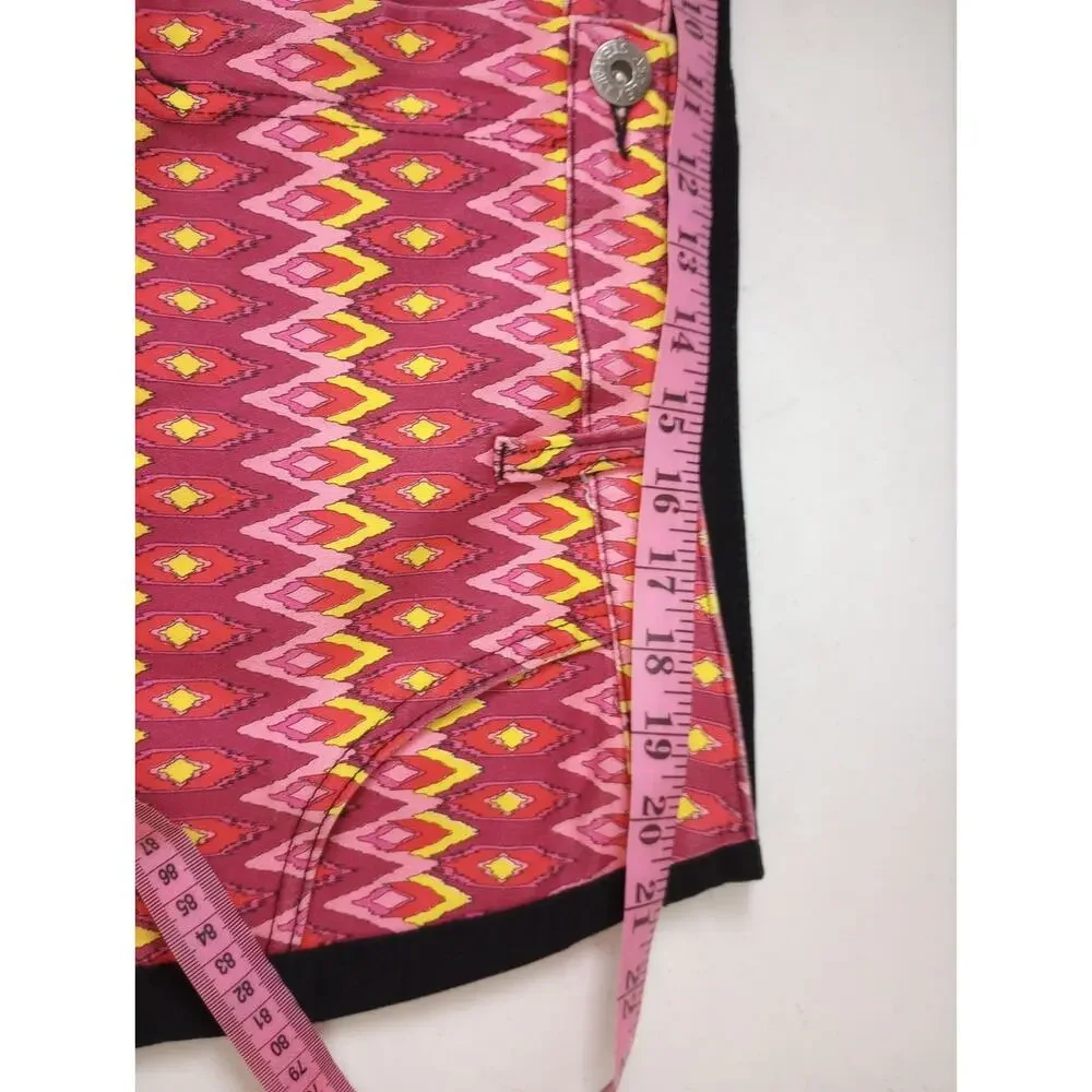Ashley Stewart Women Jeans Pants 20 Pink Yellow Black Chevron Stretches